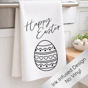 White Tea Towel, Kitchen Towel, Easter Decor